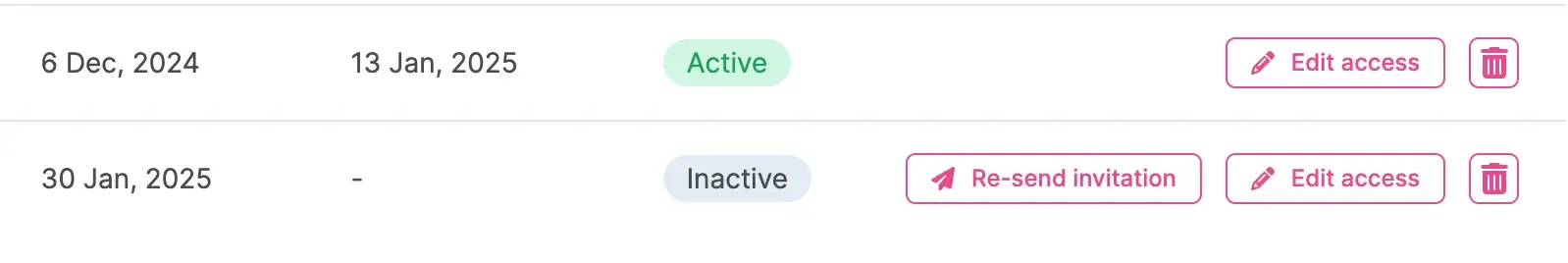 Re-send invitation feature